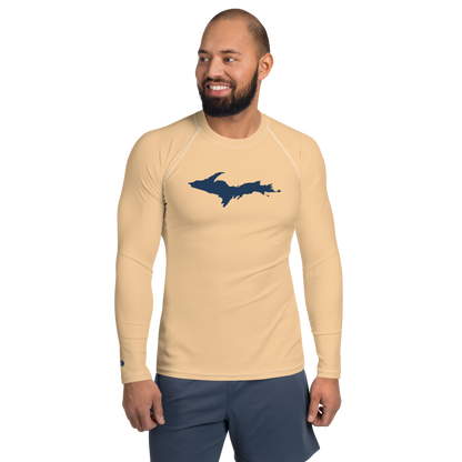 Michigan Upper Peninsula Rash Guard (w/ UP Outline) | Men's - Pale Apricot