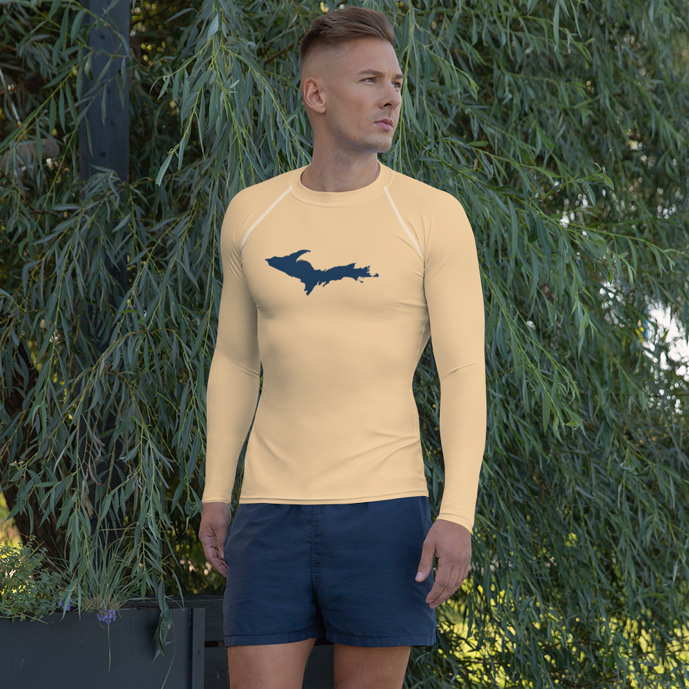 Michigan Upper Peninsula Rash Guard (w/ UP Outline) | Men's - Pale Apricot