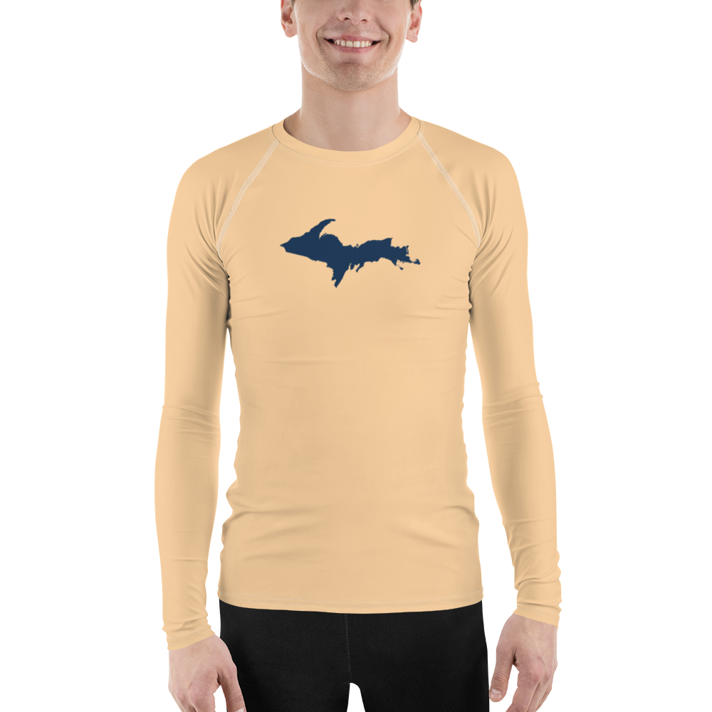 Michigan Upper Peninsula Rash Guard (w/ UP Outline) | Men's - Pale Apricot