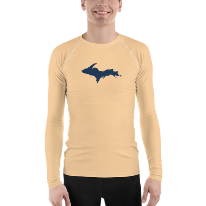 Michigan Upper Peninsula Rash Guard (w/ UP Outline) | Men's - Pale Apricot