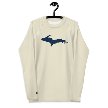 Michigan Upper Peninsula Rash Guard (w/ UP Outline) | Men's - Ivory