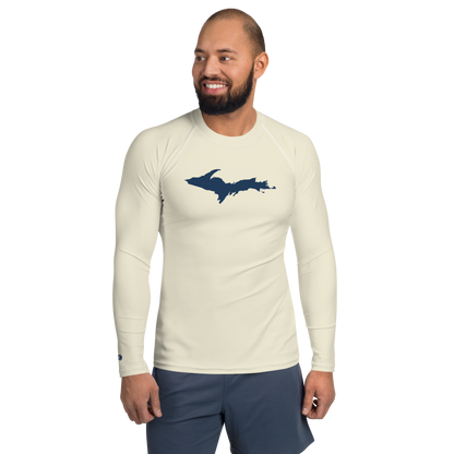 Michigan Upper Peninsula Rash Guard (w/ UP Outline) | Men's - Ivory