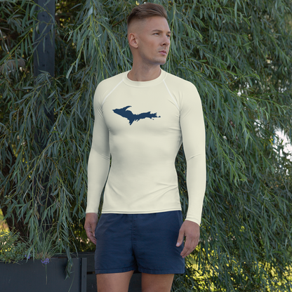 Michigan Upper Peninsula Rash Guard (w/ UP Outline) | Men's - Ivory