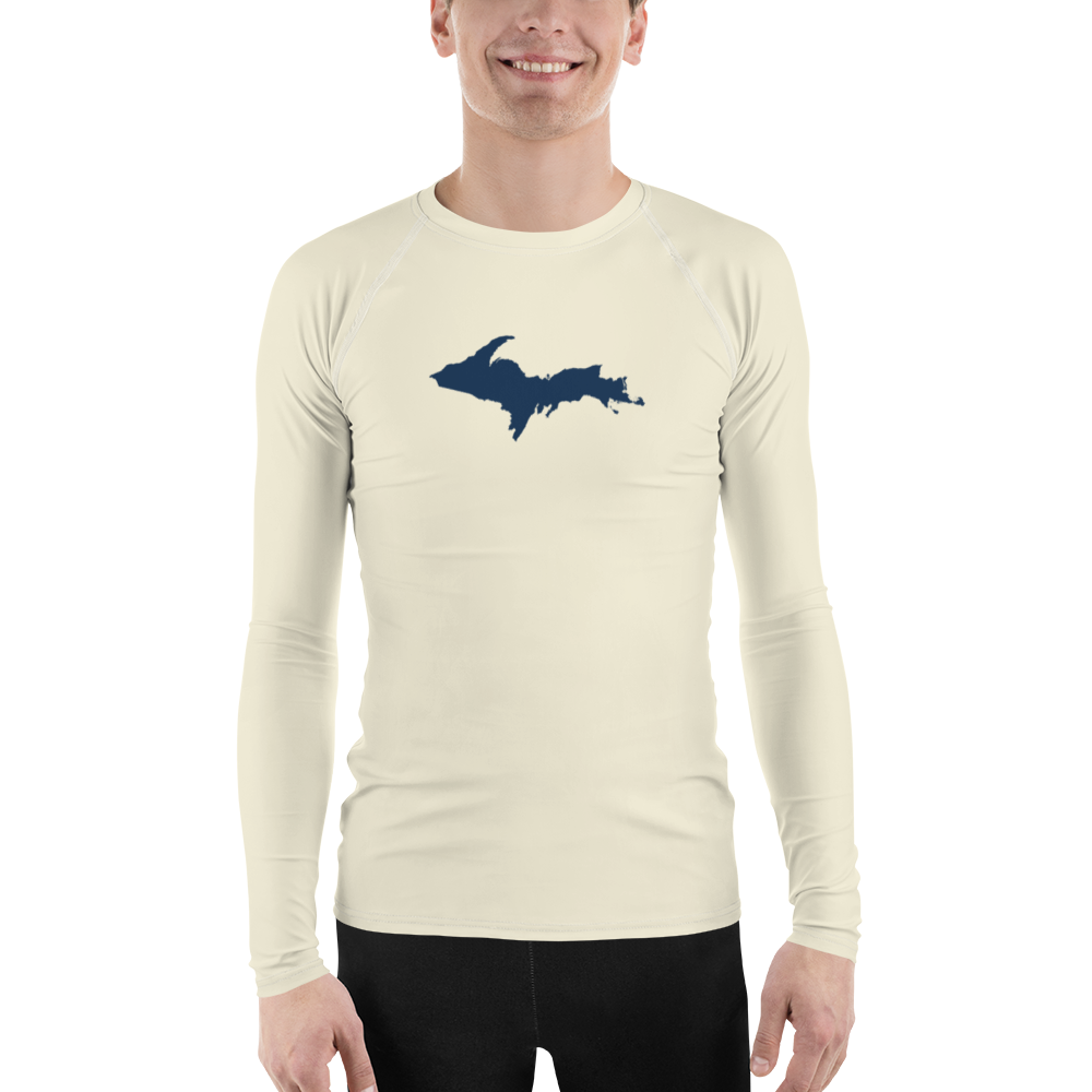 Michigan Upper Peninsula Rash Guard (w/ UP Outline) | Men's - Ivory