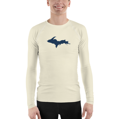 Michigan Upper Peninsula Rash Guard (w/ UP Outline) | Men's - Ivory