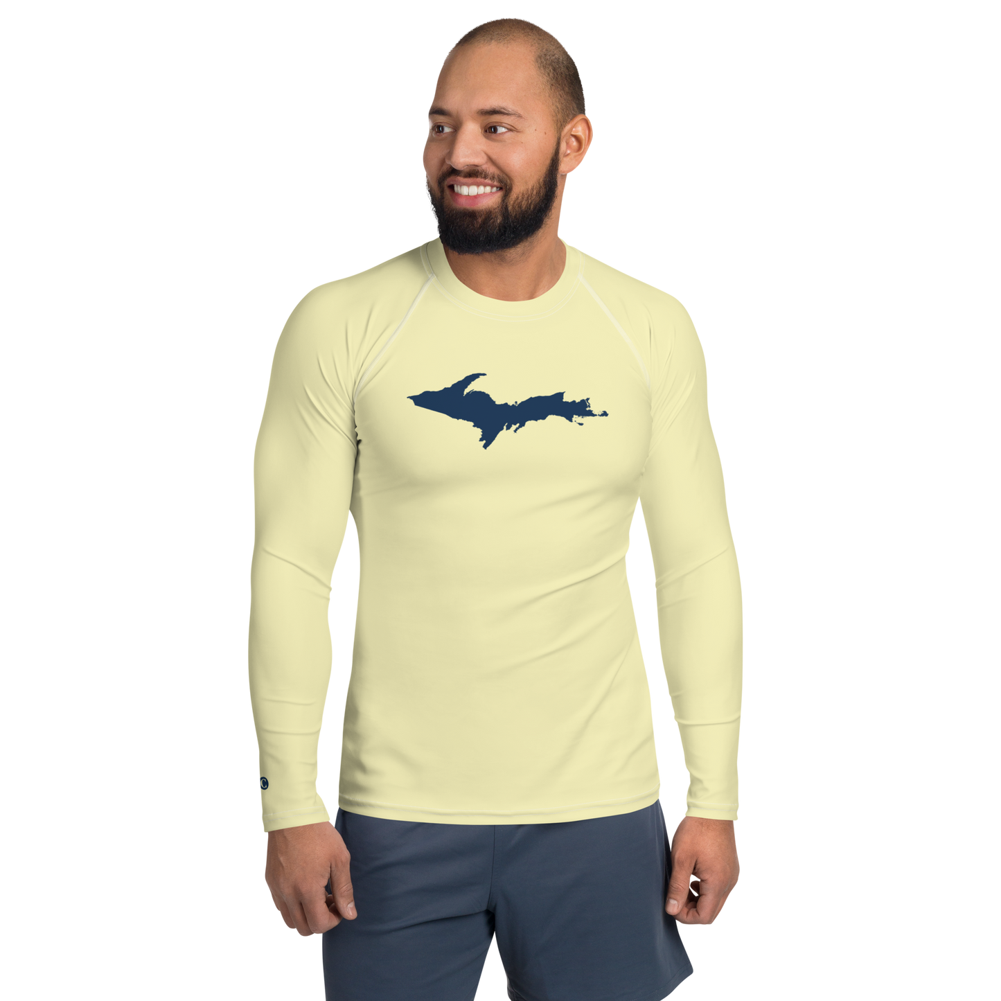 Michigan Upper Peninsula Rash Guard (w/ UP Outline) | Men's - Canary Yellow