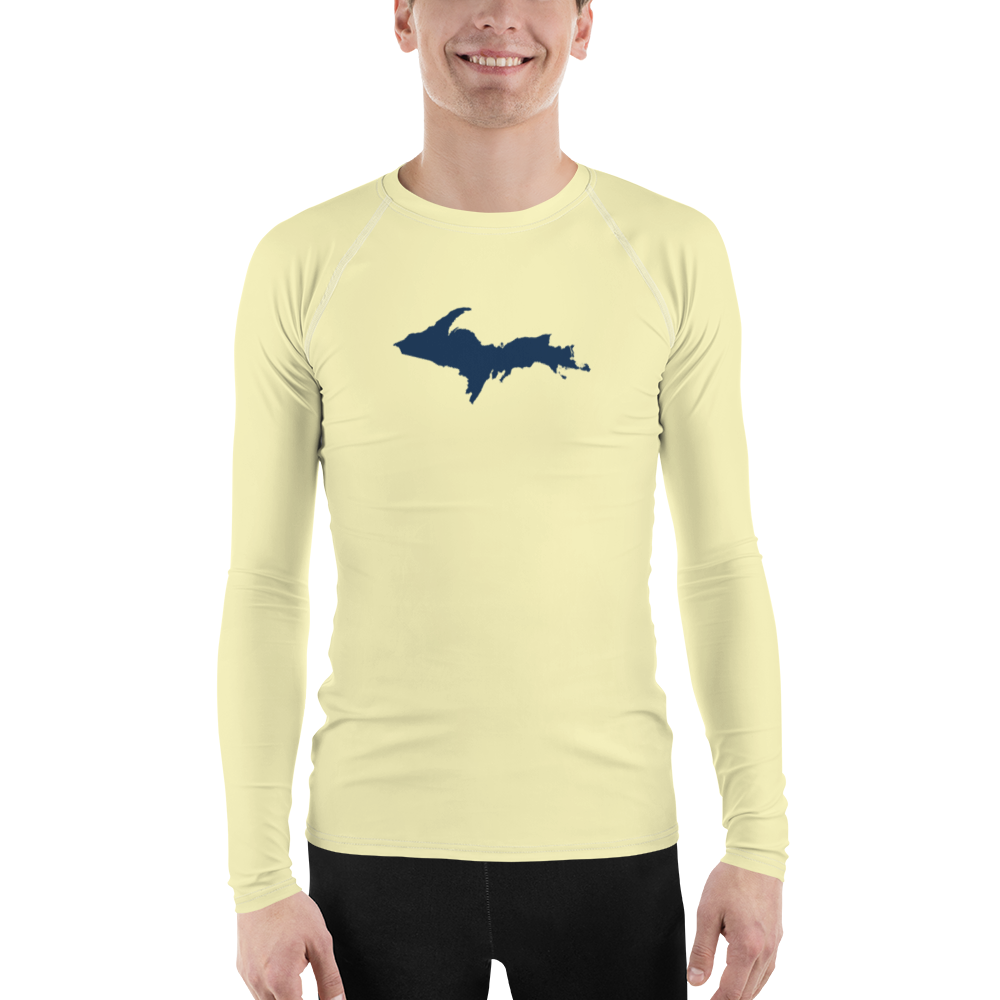 Michigan Upper Peninsula Rash Guard (w/ UP Outline) | Men's - Canary Yellow