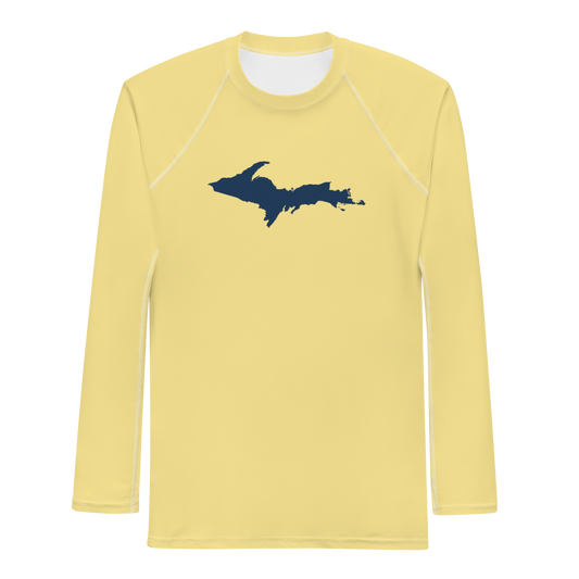 Michigan Upper Peninsula Rash Guard (w/ UP Outline) | Men's - Canary Yellow