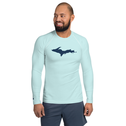 Michigan Upper Peninsula Rash Guard (w/ UP Outline) | Men's - Cyan