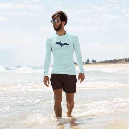 Michigan Upper Peninsula Rash Guard (w/ UP Outline) | Men's - Cyan