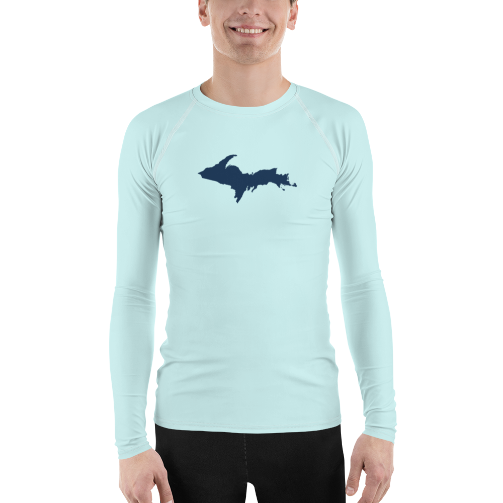 Michigan Upper Peninsula Rash Guard (w/ UP Outline) | Men's - Cyan