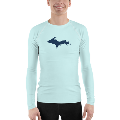 Michigan Upper Peninsula Rash Guard (w/ UP Outline) | Men's - Cyan