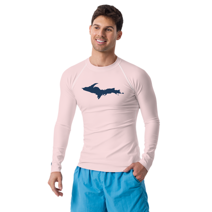 Michigan Upper Peninsula Rash Guard (w/ UP Outline) | Men's - Pale Pink