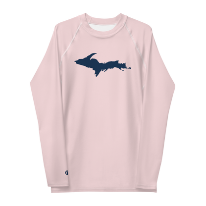 Michigan Upper Peninsula Rash Guard (w/ UP Outline) | Men's - Pale Pink