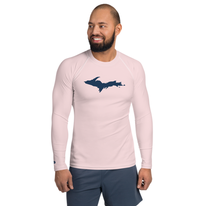 Michigan Upper Peninsula Rash Guard (w/ UP Outline) | Men's - Pale Pink