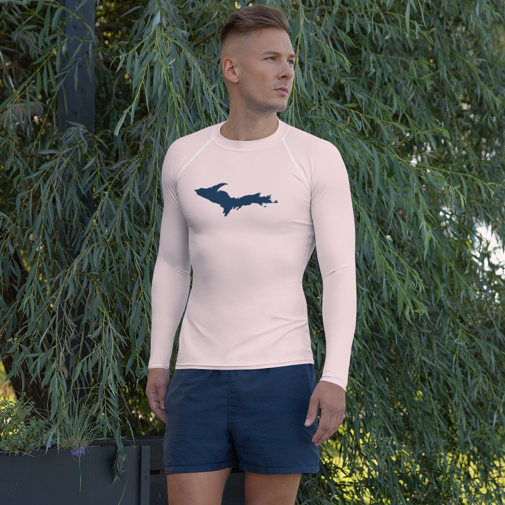 Michigan Upper Peninsula Rash Guard (w/ UP Outline) | Men's - Pale Pink