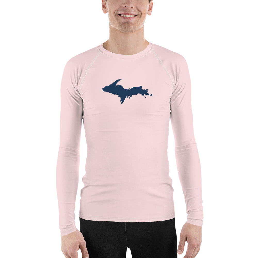 Michigan Upper Peninsula Rash Guard (w/ UP Outline) | Men's - Pale Pink