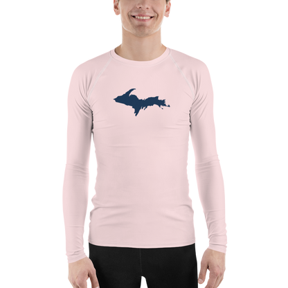 Michigan Upper Peninsula Rash Guard (w/ UP Outline) | Men's - Pale Pink