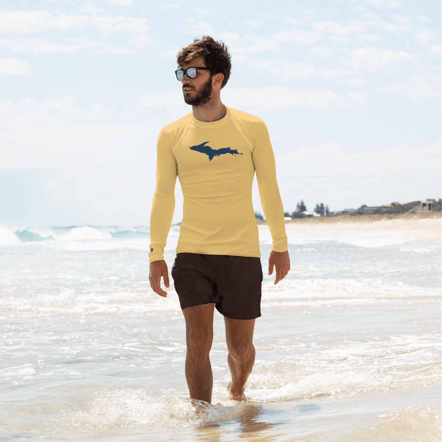 Michigan Upper Peninsula Rash Guard (w/ UP Outline) | Men's - Citrine