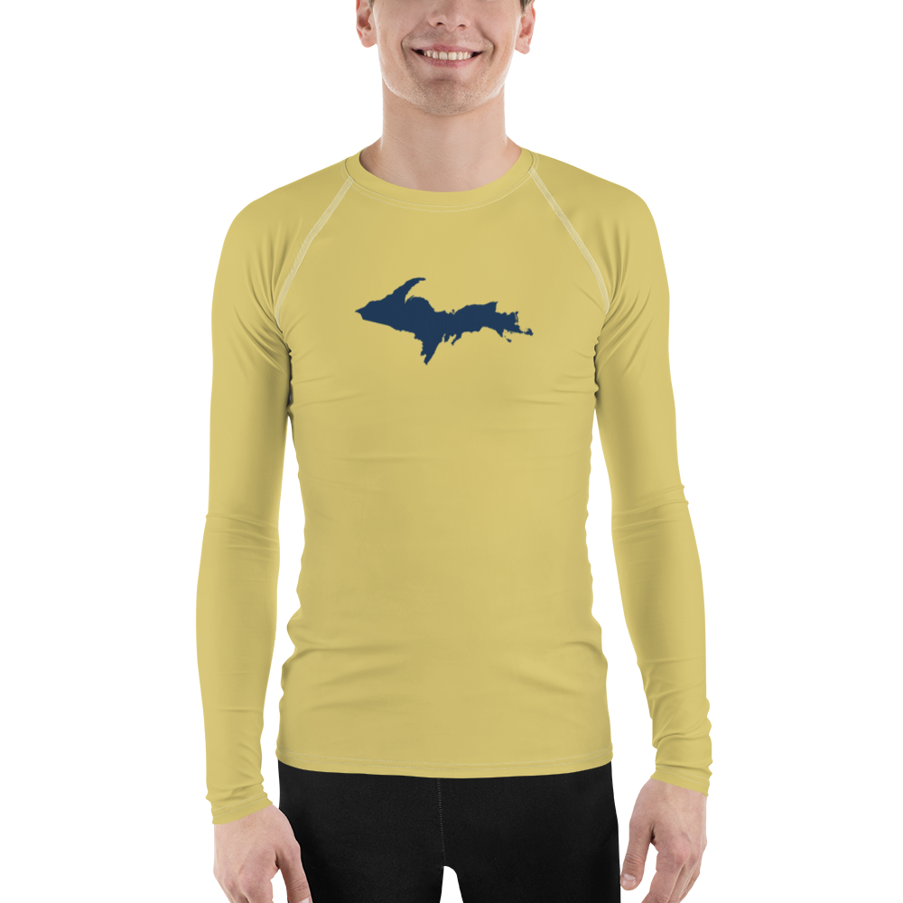 Michigan Upper Peninsula Rash Guard (w/ UP Outline) | Men's - Plum Yellow