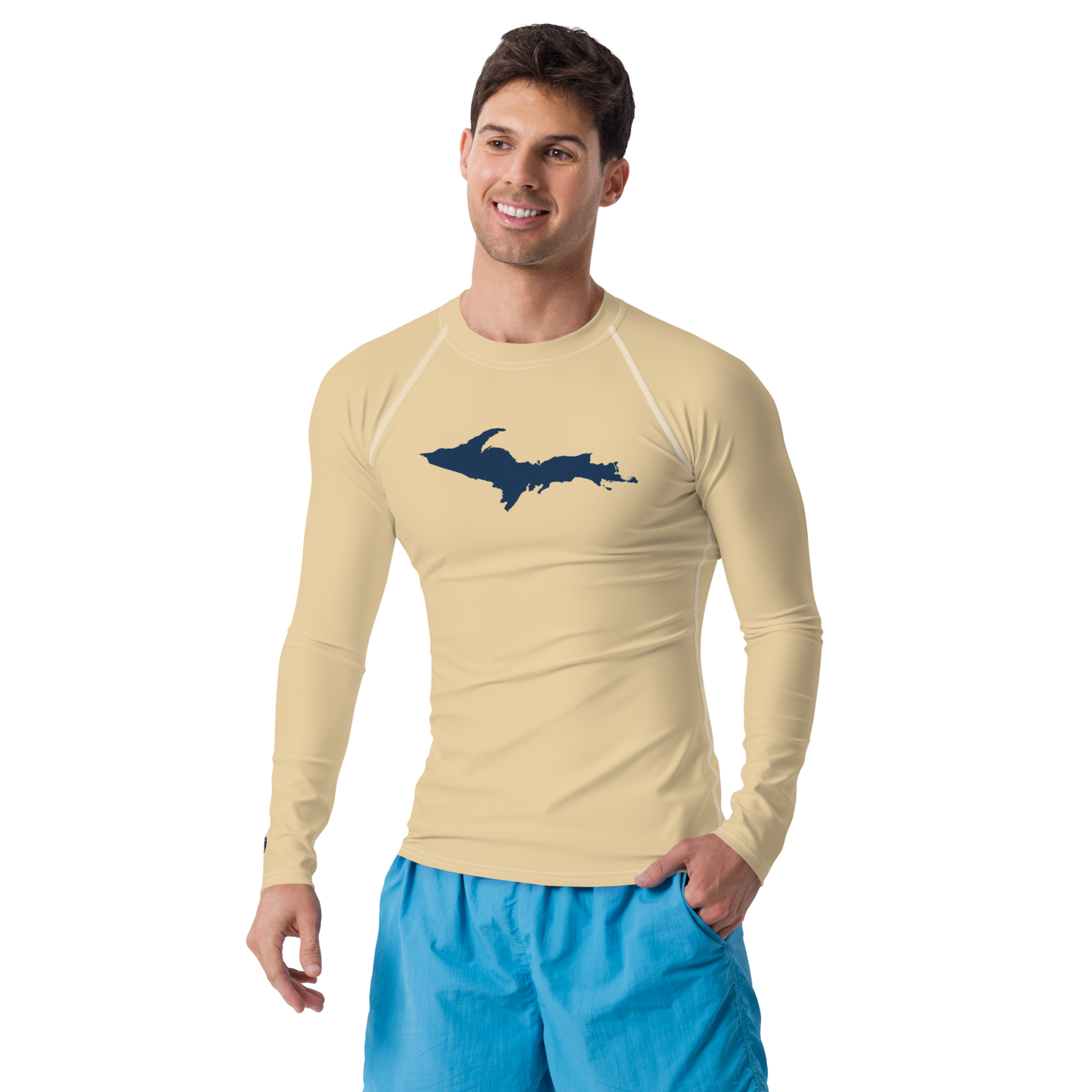 Michigan Upper Peninsula Rash Guard (w/ UP Outline) | Men's - Maple Color