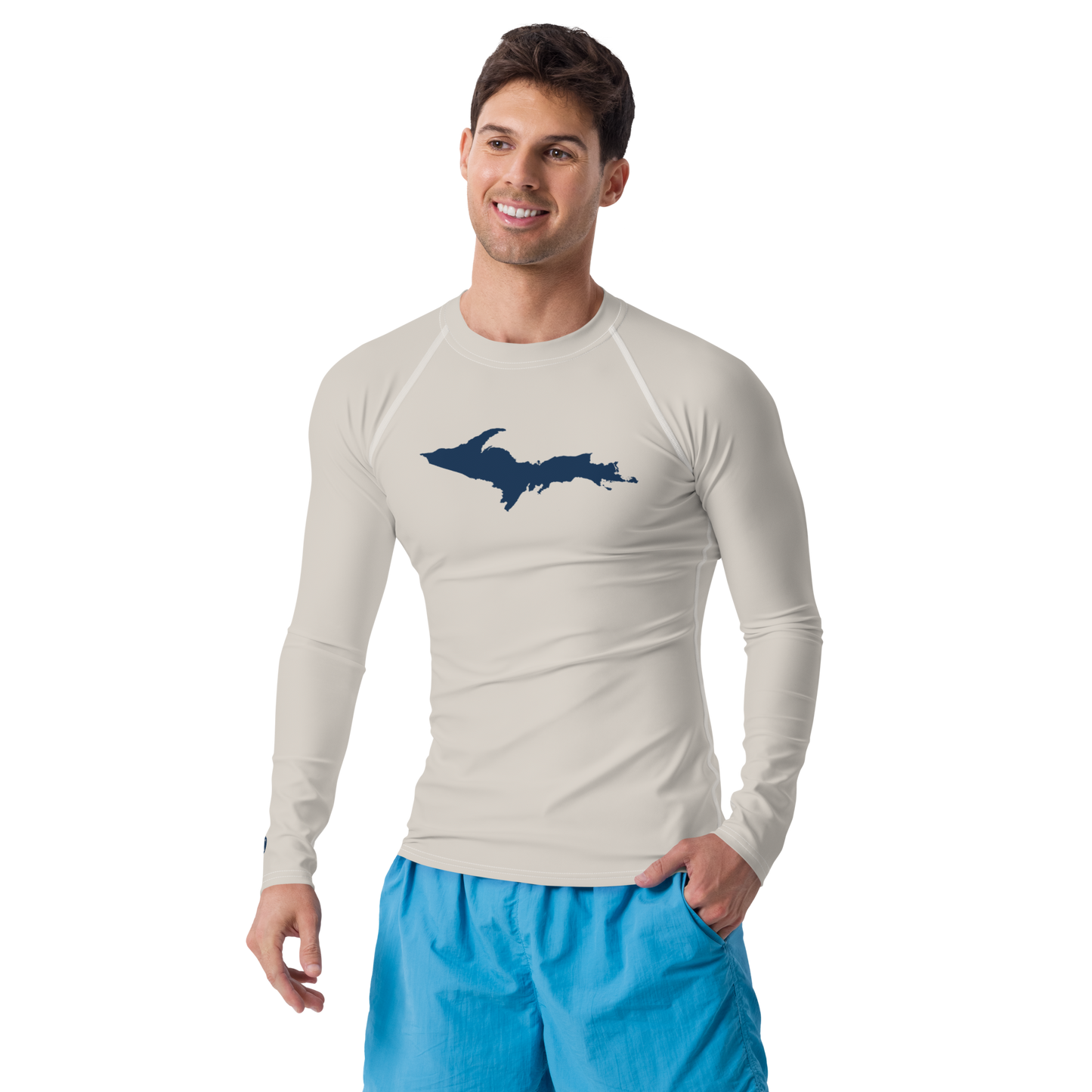 Michigan Upper Peninsula Rash Guard (w/ UP Outline) | Men's - Canvas Color