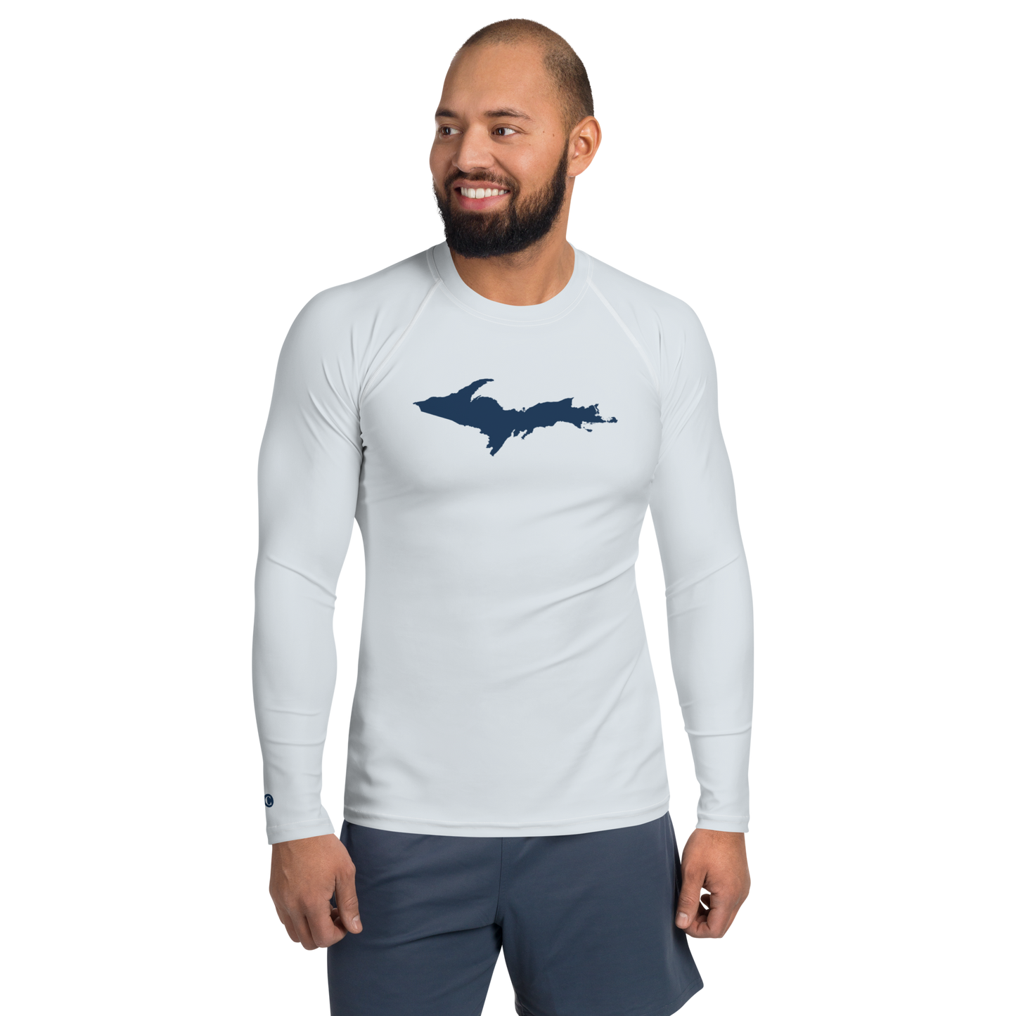 Michigan Upper Peninsula Rash Guard (w/ UP Outline) | Men's - Gossy White