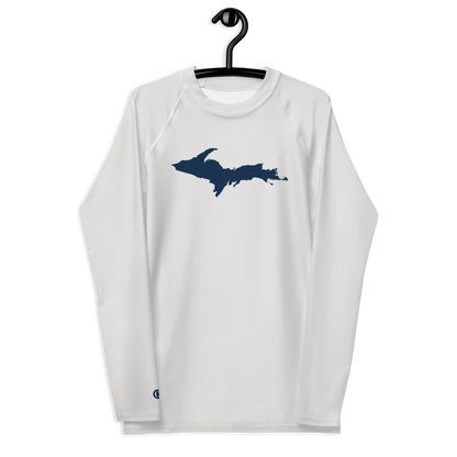 Michigan Upper Peninsula Rash Guard (w/ UP Outline) | Men's - Birch Bark White