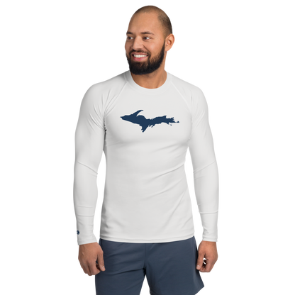 Michigan Upper Peninsula Rash Guard (w/ UP Outline) | Men's - Birch Bark White