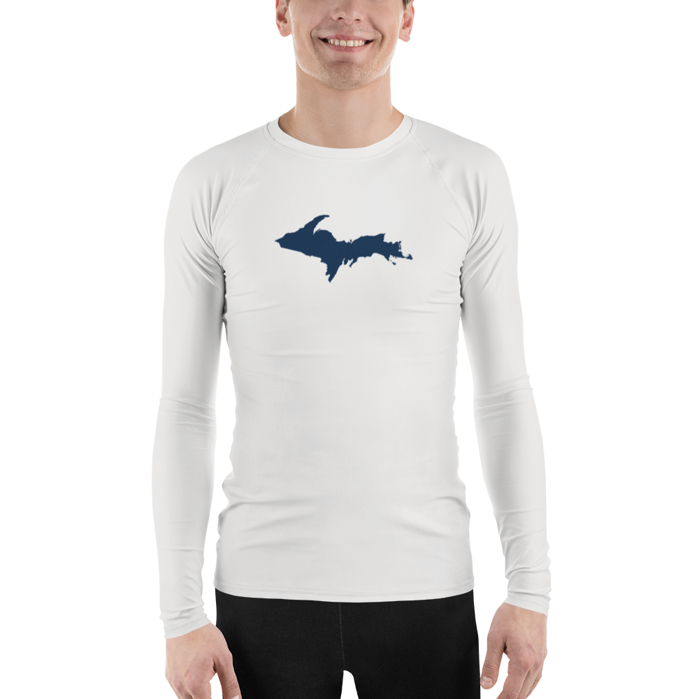 Michigan Upper Peninsula Rash Guard (w/ UP Outline) | Men's - Birch Bark White