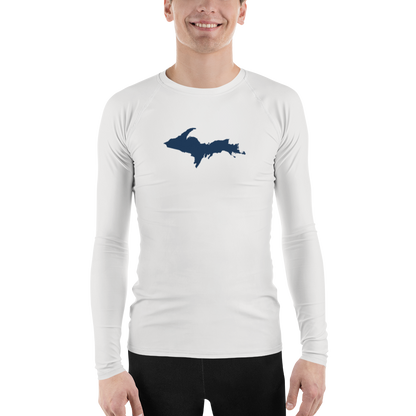 Michigan Upper Peninsula Rash Guard (w/ UP Outline) | Men's - Birch Bark White