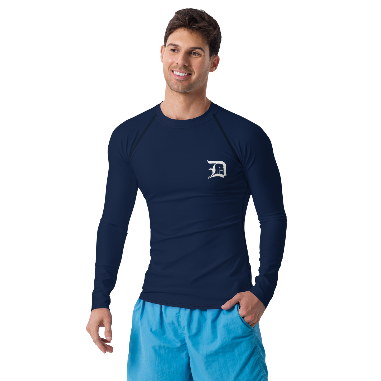 Detroit 'Old English D' Rash Guard | Men's - Navy