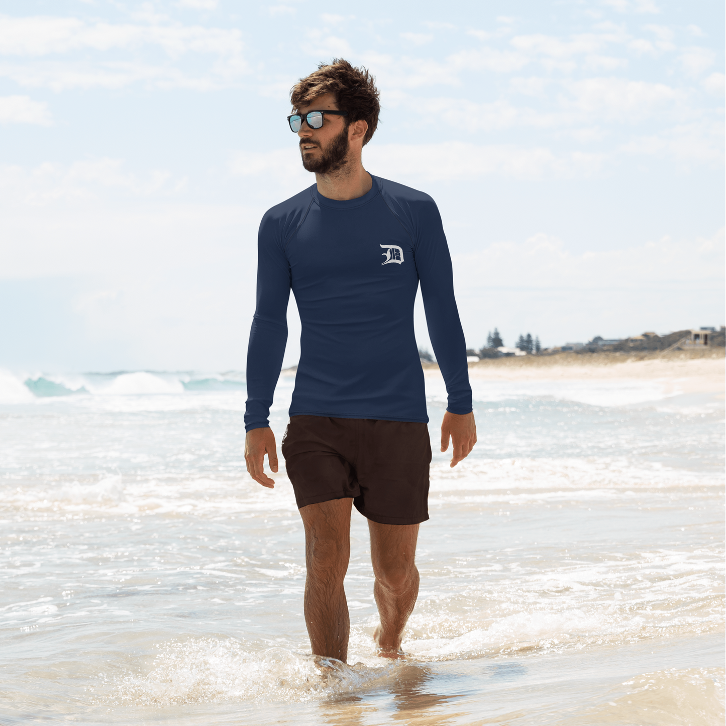 Detroit 'Old English D' Rash Guard | Men's - Navy