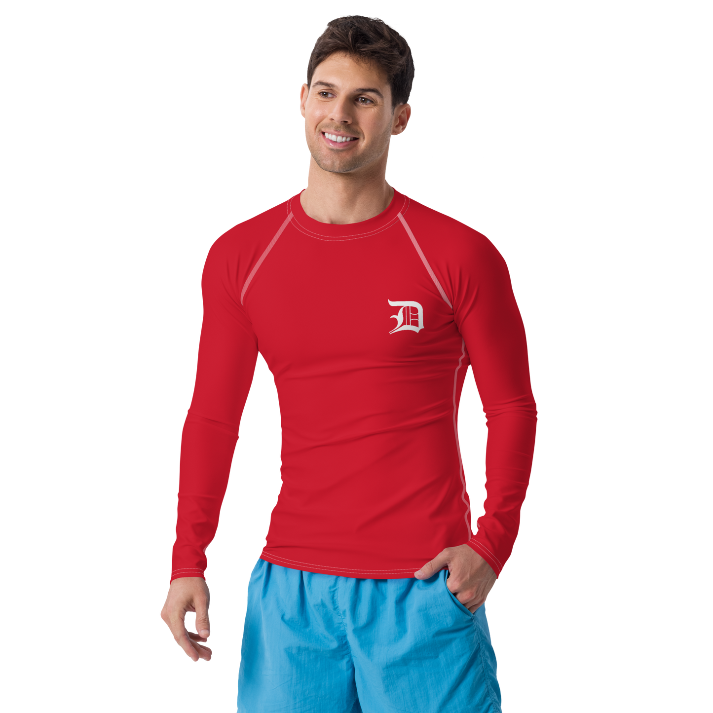 Detroit 'Old English D' Rash Guard | Men's - Aliform Red