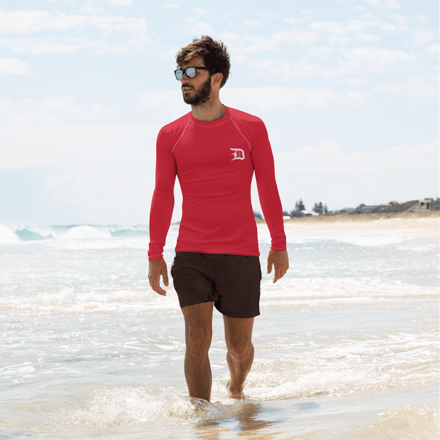 Detroit 'Old English D' Rash Guard | Men's - Aliform Red