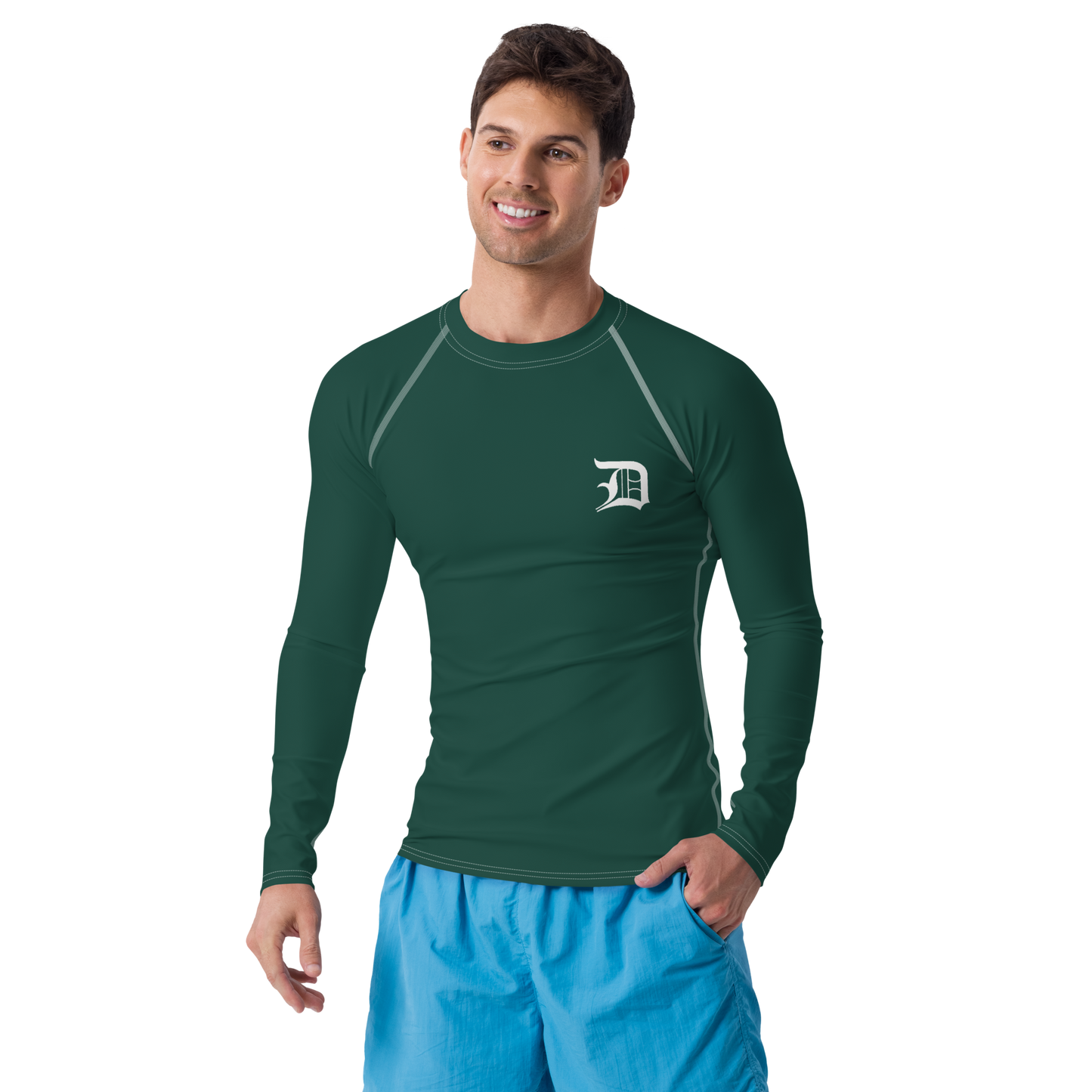 Detroit 'Old English D' Rash Guard | Men's - Laconic Green