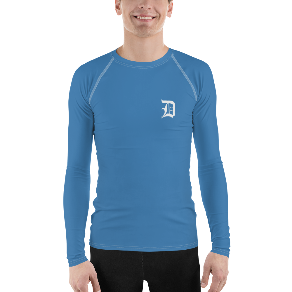 Detroit 'Old English D' Rash Guard | Men's - Lake Superior Blue