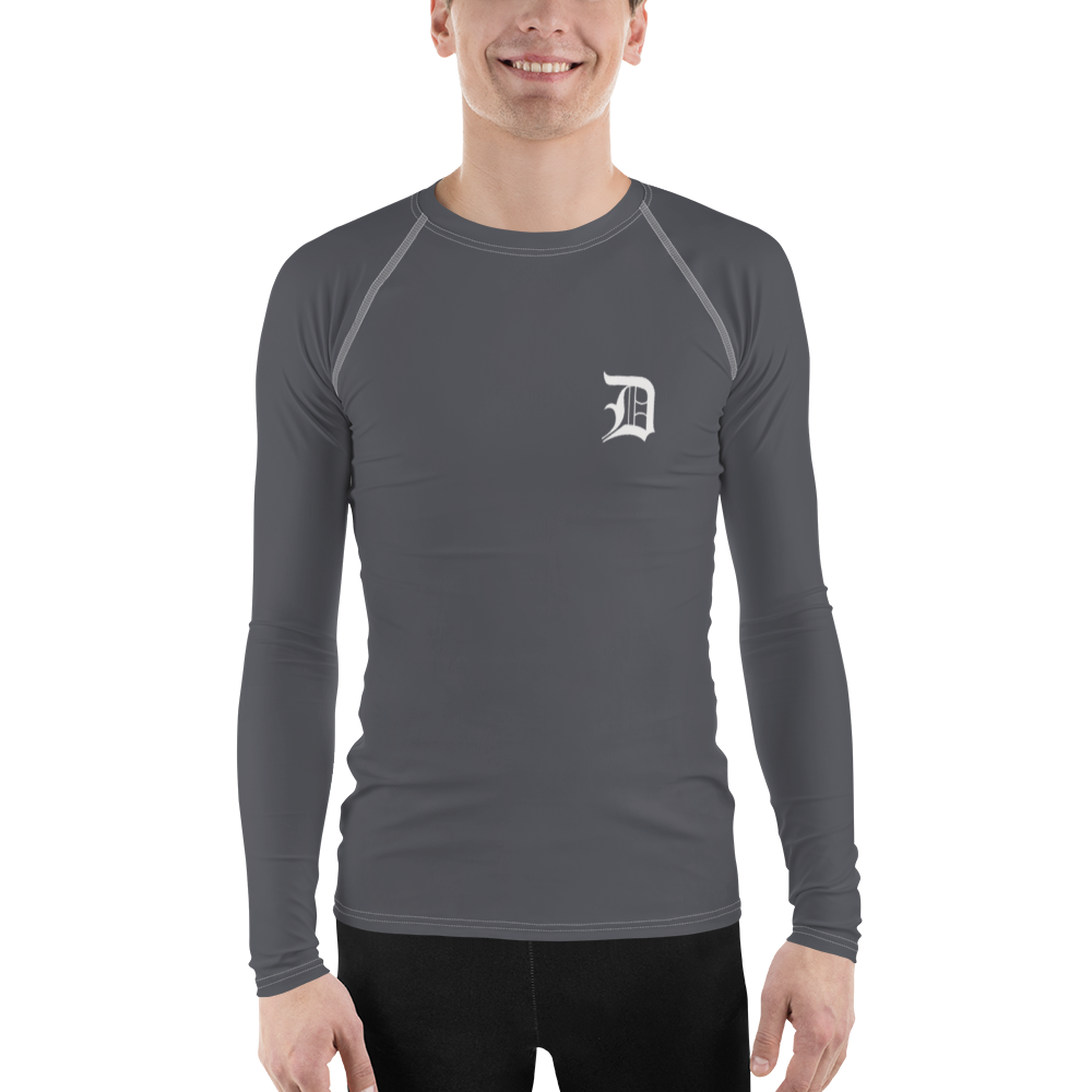 Detroit 'Old English D' Rash Guard | Men's - Iron Ore Grey