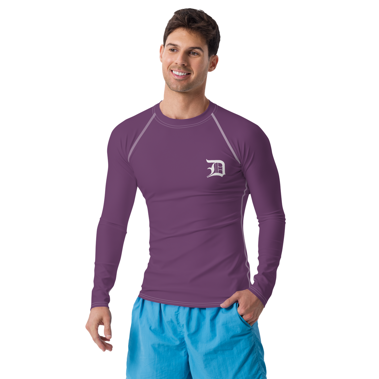 Detroit 'Old English D' Rash Guard | Men's - Plum