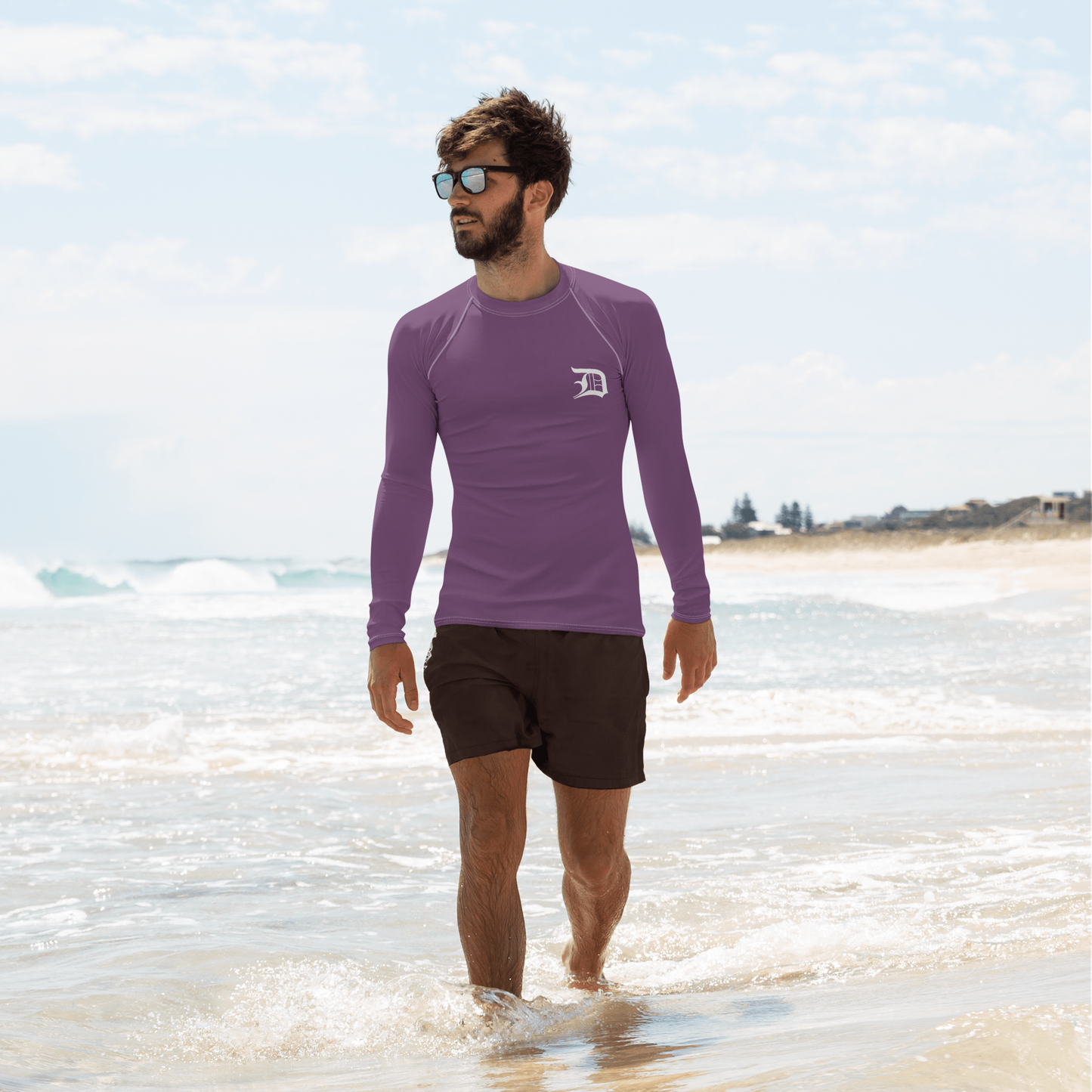 Detroit 'Old English D' Rash Guard | Men's - Plum