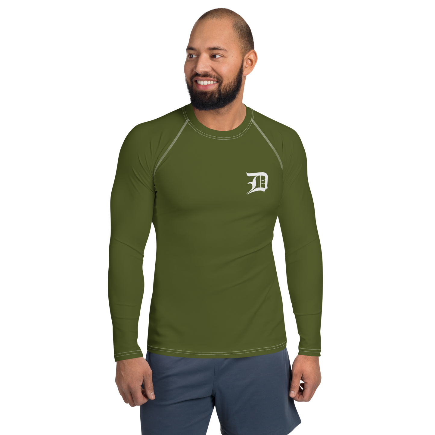 Detroit 'Old English D' Rash Guard | Men's - Army Green