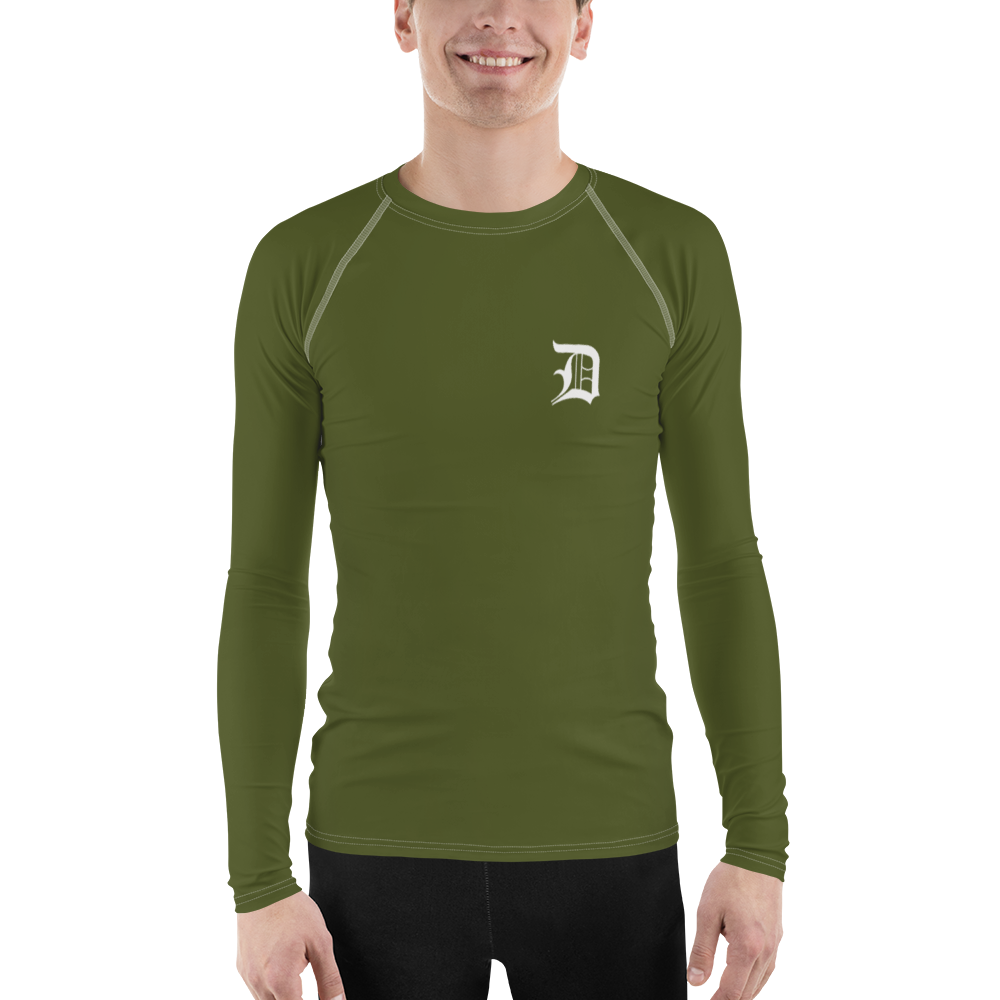 Detroit 'Old English D' Rash Guard | Men's - Army Green