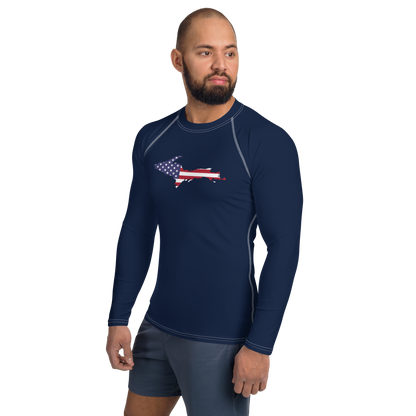 Michigan Upper Peninsula Rash Guard (w/ UP USA Flag Outline) | Men's - Navy