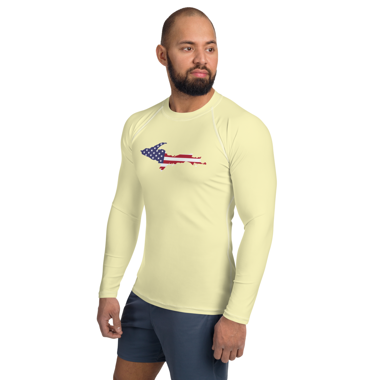 Michigan Upper Peninsula Rash Guard (w/ UP USA Flag) | Men's - Canary Yellow