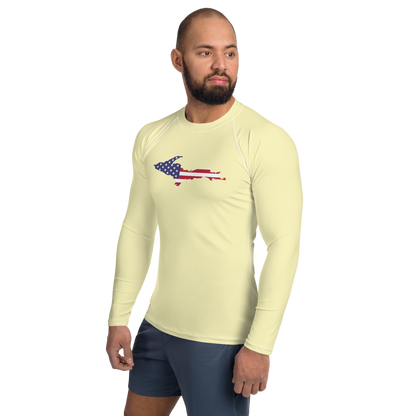 Michigan Upper Peninsula Rash Guard (w/ UP USA Flag) | Men's - Canary Yellow