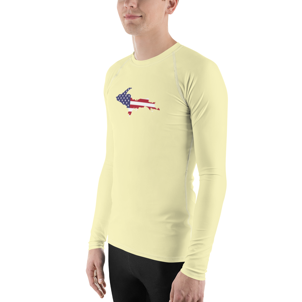 Michigan Upper Peninsula Rash Guard (w/ UP USA Flag) | Men's - Canary Yellow