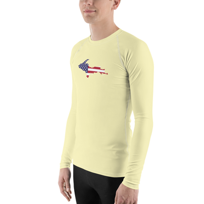 Michigan Upper Peninsula Rash Guard (w/ UP USA Flag) | Men's - Canary Yellow