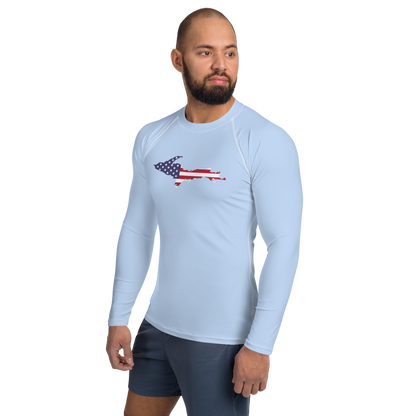 Michigan Upper Peninsula Rash Guard (w/ UP USA Flag) | Men's - Light Blue