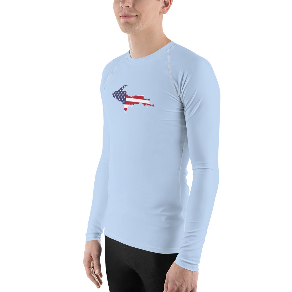 Michigan Upper Peninsula Rash Guard (w/ UP USA Flag) | Men's - Light Blue