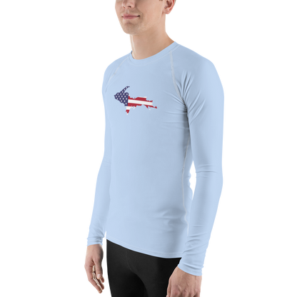 Michigan Upper Peninsula Rash Guard (w/ UP USA Flag) | Men's - Light Blue